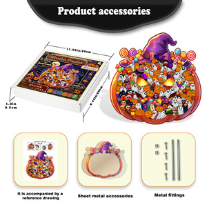 Wacocetoy Rompecabezas de madera de calabaza de Halloween, rompecabezas plano DIY de 2,5 mm de grosor para jóvenes y adolescentes - Product Image 5