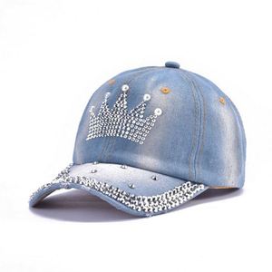 Casquettes de baseball en jean pour femmes, vente en gros, avec strass scintillants - Product Image 2