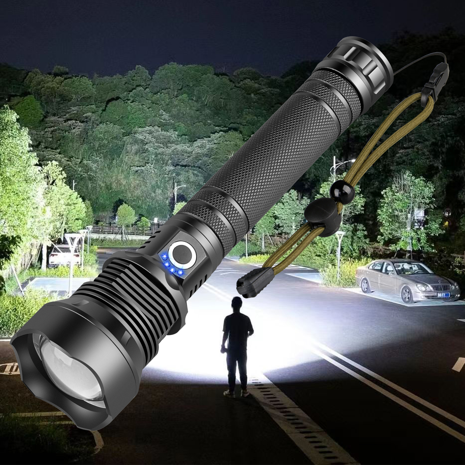 2022 Высокая мощность XHP70.2 USB перезаряжаемый Телескопический Дисплей с масштабируемым питанием светодиодные фонари 5000 люмен ручной фонарик