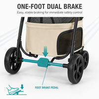 Carrito para Mascotas 2 en 1, Cesta Desmontable, Plegable, para Perros y Gatos, Toldo Doble, Ruedas EVA, Freno de un Pie, OEM