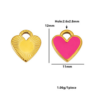 Pendentif Cœur en Acier Inoxydable 11x12mm, Breloque Goutte d'Huile Unilatérale pour Bijoux DIY, Colliers, Bracelets, Accessoires – Vente en Gros - Product Image 2