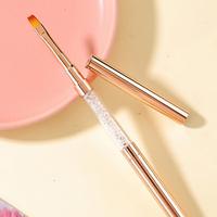 Pinceau à ongles en métal pour la décoration des ongles, pinceau à double tête pour la peinture, le dessin de fleurs, les lignes, pour la manucure professionnelle