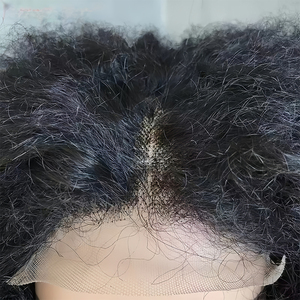 18-inch bom ngắn kinky Curl Tóc giả cho phụ nữ Châu phi 4*4 trán ren chất lượng cao trong suốt màu ren - Product Image 2