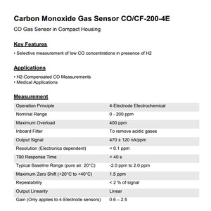 Sensor de Gas Monóxido de Carbono Membrapor CO/CF-200-4E 0-200 ppm con Compensación de H2 para Uso Médico - Product Image 1