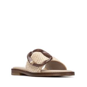 Carmela Women's Beige <b>Flat</b> Slipper 37 Low Heel 2 Cm Woven Strap Sandal - Product Image 2