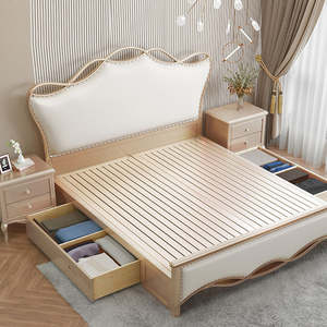 <span class=keywords><strong>Lit</strong></span> surdimensionné de luxe léger à la française, <span class=keywords><strong>lit</strong></span> de princesse pour filles, tête de <span class=keywords><strong>lit</strong></span> en cuir haut de gamme, bois de chêne robuste - Product Image 3