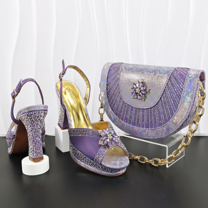 Set di <span class=keywords><strong>scarpe</strong></span> e borsa da sposa di lusso in PU <span class=keywords><strong>con</strong></span> strass, chiusura slip-on, resistenti all'usura, per donne, matrimoni, serate e feste. - Product Image 6