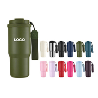 Nouvelle tasse à café portable de 25 oz en acier inoxydable 304, isolée sous vide, avec paille et sangle de transport, bouteille d'eau portable pour étudiants