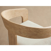 Chaise de salle à manger en teck d'extérieur avec coussin de siège, dossier incurvé, fauteuil pour mobilier de bord de piscine