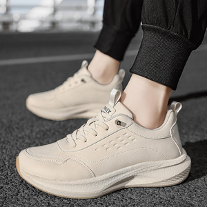 Bestseller Men Wide Toe Leather Running Shoes <b>Popcorn</b> Cushion Wide Last Casual Commute Sneakers For Autumn Winter - Product Image 1