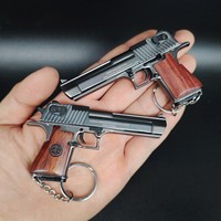 Collection tactique pour hommes, cadeau, poignée en bois, mini pistolet en métal 3D, Desert Eagle, porte-clés, pistolet, porte-clés