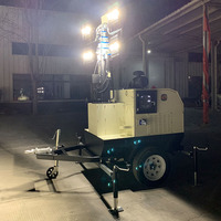 Tour d'éclairage mobile de type remorque, diesel, 9 m de hauteur de levage, 4000 W, IP66, lampe LED, fabrication OEM