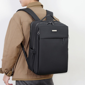 15.6" Large Waterproof Eco-Friendly Nylon Softback <b>Laptop</b> <b>Backpack</b> Business Arcuate Shoulder Strap Zipper Open Airbag Protect - Product Image 5
