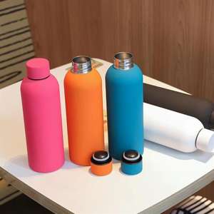 Botella Deportiva de Boca Pequeña de 500 ml con Recubrimiento de Goma, Doble Aislamiento al Vacío, Acero Inoxidable 304, Botella Recta Estilo Americano para Refrescos - Product Image 3