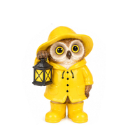 Figurine de chat en polyrésine avec oiseau et parapluie, statue de jardin et décoration extérieure, fabriquée en usine BSCI