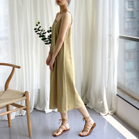 2024 coton/lin été longue robe de haute qualité dame robe en gros