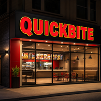 Letras de Canal LED Iluminadas Frontalmente de Aleación de Aluminio 3D Personalizadas para Comida Rápida, para Decoración de Tiendas