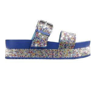 Женские сандалии и каблуки, модель 2021 года, женские сандалии на платформе со стразами, леопардовые - Product Image 3