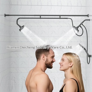 Juego de ducha doble oculto de pared, estilo americano, para parejas, con cabezal de ducha de acero inoxidable de alta presión ajustable - Product Image 1