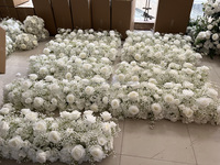 Vente chaude Fleur Chemin De Table Pièce Maîtresse Allée Décor Réception Chemin De Table Ivoire Floral Chemin Pour La Décoration De Fête