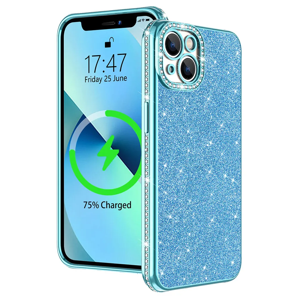 Sparkle Bling Glitter Phone Cases for iPhone 13 Mini 13 Pro Max TPU+PC Protective Bumper Phone Case Cell Mobile Back Covers