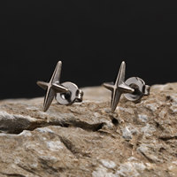 Anting-anting tusuk bintang utara dari baja anti karat hypoallergenic grosir, klasik dengan zircon mikro-terpasang untuk wanita