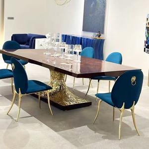 Furnistyle Sillas de comedor modernas de lujo Diseño de metal dorado de terciopelo de alta calidad para el hogar Hotel o Villa Comedor - Product Image 5