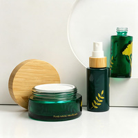 Emballages cosmétiques en bambou, contenants en verre rechargeables de taille personnalisée avec couvercle en bambou véritable, vente en gros en vrac, lotion, sérum, crème
