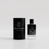 Boîte cadeau en carton cylindrique noire de luxe personnalisée emballage de boîte tube pour bouteille de parfum ronde en verre produit parfumé avec sac en papier
