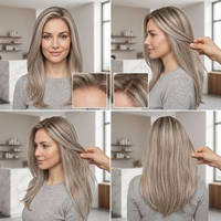 Peluca Judía Realista Multidireccional con Encaje en la Parte Superior y Reflejos, Sheitel de Aspecto Natural para Modestia y Moda