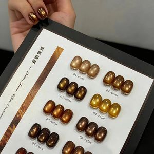 SUUSEEGEL – Lot de 10 vernis gel œil de chat couleur châtain automne, nuances ambre caramel perles de verre douces, pour salon de manucure, vente en gros - Product Image 4