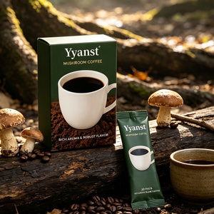 Extracto Natural de Plantas de Champiñones, Café Negro, 20 Sobres, Caja de Papel Verde Oscuro, Bebida de Café en Polvo 100% Arábica Crudo - Product Image 5