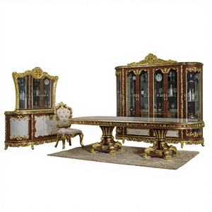 Ensemble de <span class=keywords><strong>table</strong></span> et de chaises de salle à manger rectangulaire extensible en bois sculpté classique royal français Bisini, ensemble exclusif en acajou massif fait à la main - Product Image 1