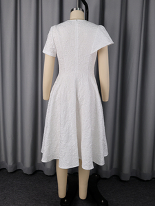 ADR060334 <span class=keywords><strong>Robe</strong></span> d'été simple à manches courtes pour invitées de <span class=keywords><strong>mariage</strong></span> pour filles Robes de demoiselle d'honneur blanches avec fleurs - Product Image 6