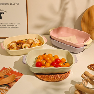 Plat en terre cuite pour la table cuisson au four vintage de service céramique