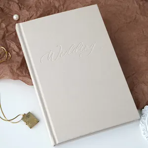 Grosir kualitas tinggi disesuaikan A5 penutup keras cetakan kosong Linen pernikahan perempuan jurnal buku harian Notebook