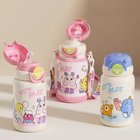 Thermos à double paroi en acier inoxydable pour enfants de 550 ml, gobelet à eau isolé sous vide, design de dessin animé, bouchon anti-fuite, maintien de la chaleur pendant 6 à 12 heures