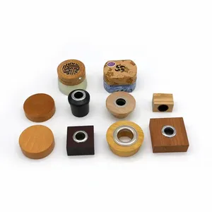 Tapa de bambú de madera cuadrada redonda personalizada de fábrica para botellas de aroma de tarros de vidrio