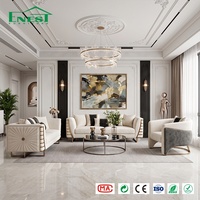 Ensemble de canapé en velours blanc moderne de design italien et table basse en pierre frittée avec pieds en acier inoxydable doré, meubles de salon haut de gamme