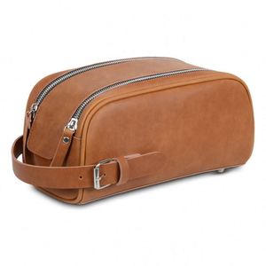 Vintage Faux Leather <b>Toiletry</b> Bag - Personalized Travel Organizer, Premium Cosmetic Makeup Pouch, Bulk Gifts - Product Image 2