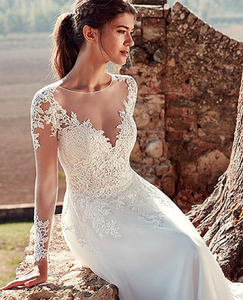 New Design Bianco A Maniche Lunghe Slim Fit Vestito <span class=keywords><strong>Da</strong></span> Cerimonia Nuziale Della <span class=keywords><strong>Sposa</strong></span> - Product Image 2