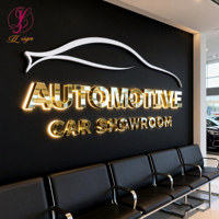 Logo de voiture 3D personnalisé en LED, lettres lumineuses en métal doré, enseignes rétroéclairées en acrylique pour la décoration murale des concessionnaires automobiles