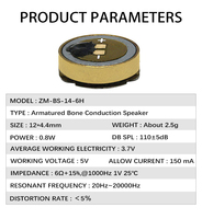 Speaker Konduksi Tulang Elektromagnetik Zeming Mini 6 Ohm 5V Klakson Pendengaran Berkabel 12*4.4mm ZM-BS-14 110dB