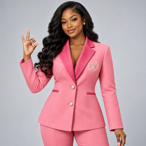 OEM/ODM Personnalisé pour les sororités | ALPHA |   Vêtement unisexe coupe ajustée, simple boutonnage, haute qualité, léger, polyester/spandex, rose, antistatique - Product Image 1