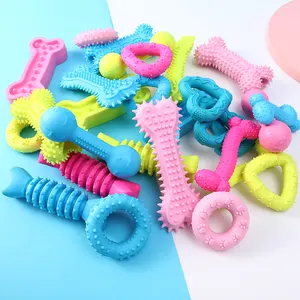 Hot Selling Custom Colors Eco Friendly Cute Durable Dog Chew Toy With TPR Neutral Small Nipple Bone Toys