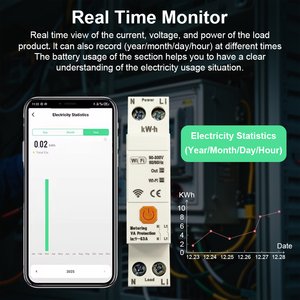 Tuya WiFi Smart Circuit Breaker N+L Line Cutting Together 1P 63A DIN Rail for Smart <b>Home</b> Remote Control WiFi Switch by APP - Product Image 3