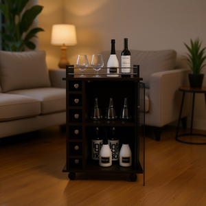 Savannah 6 bottiglie 3 mensola carrello Bar nero Wengue mobili da soggiorno - Product Image 2