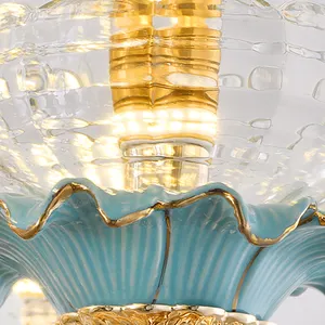 2023 lampadario di cristallo moderno per soffitti alti lampadario blu dorato di lusso per l'illuminazione della cucina di casa luce decorativa