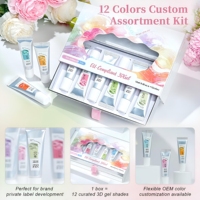 Gel de sculpture 3D pour ongles OEM sans HEMA, 12 couleurs, pour poudre chromée, gel de moulage, nail art, logo personnalisé, fournitures de salon