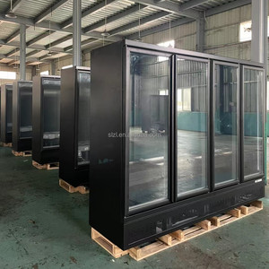 Enfriador Vertical Negro con Cuatro Puertas, Refrigerador Exhibidor de Bebidas sin Escarcha para Supermercado - Product Image 3